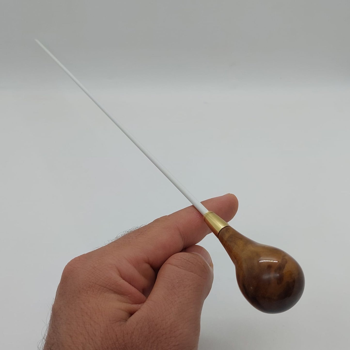 Batuta Clássica Bolinha Madeira e Metal - Burl de Ipê