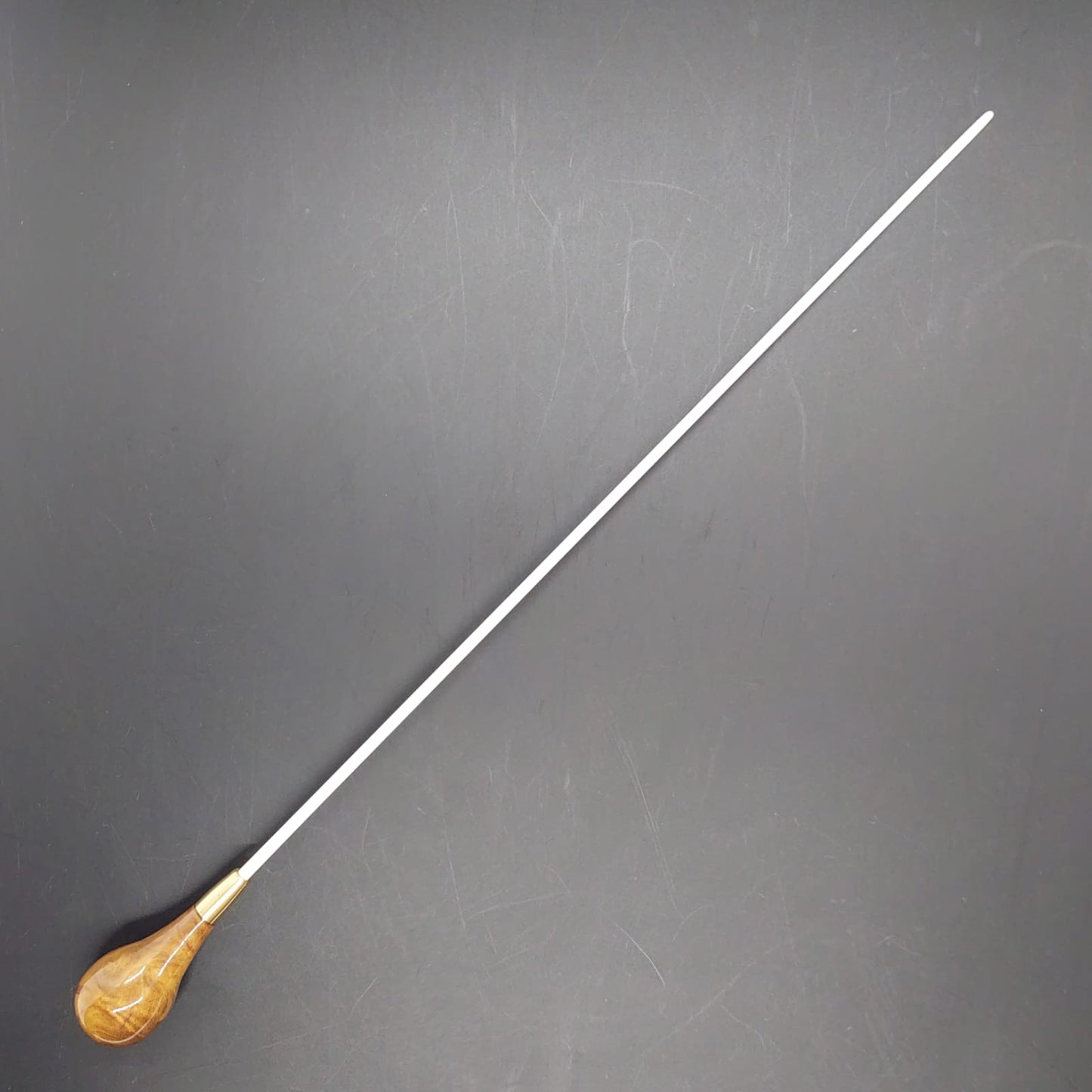 Batuta Clássica Bolinha Madeira e Metal - Burl de Ipê