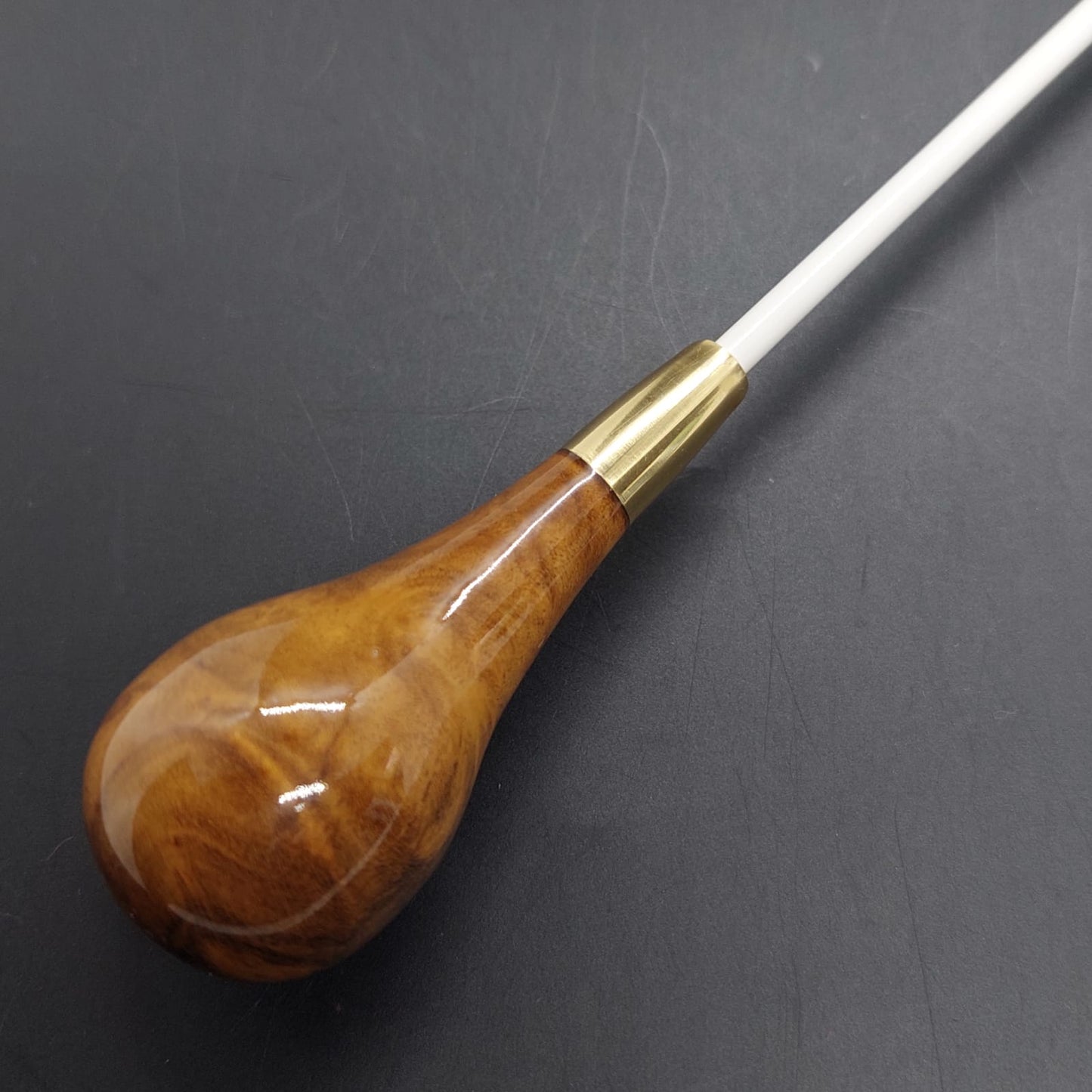 Batuta Clássica Bolinha Madeira e Metal - Burl de Ipê